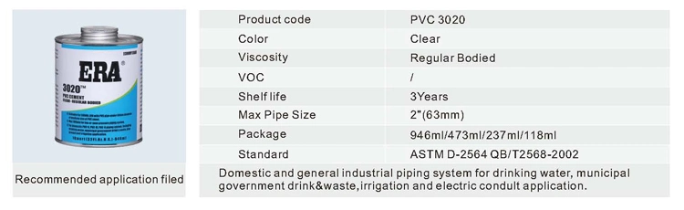PVC 3020 Pipe Solvent Cement/Plastic Pipe Glue for Water Pipe Line